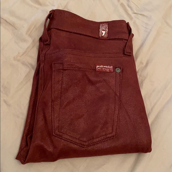 7 for all mankind stretchy burgundy jeans - Picture 3 of 4